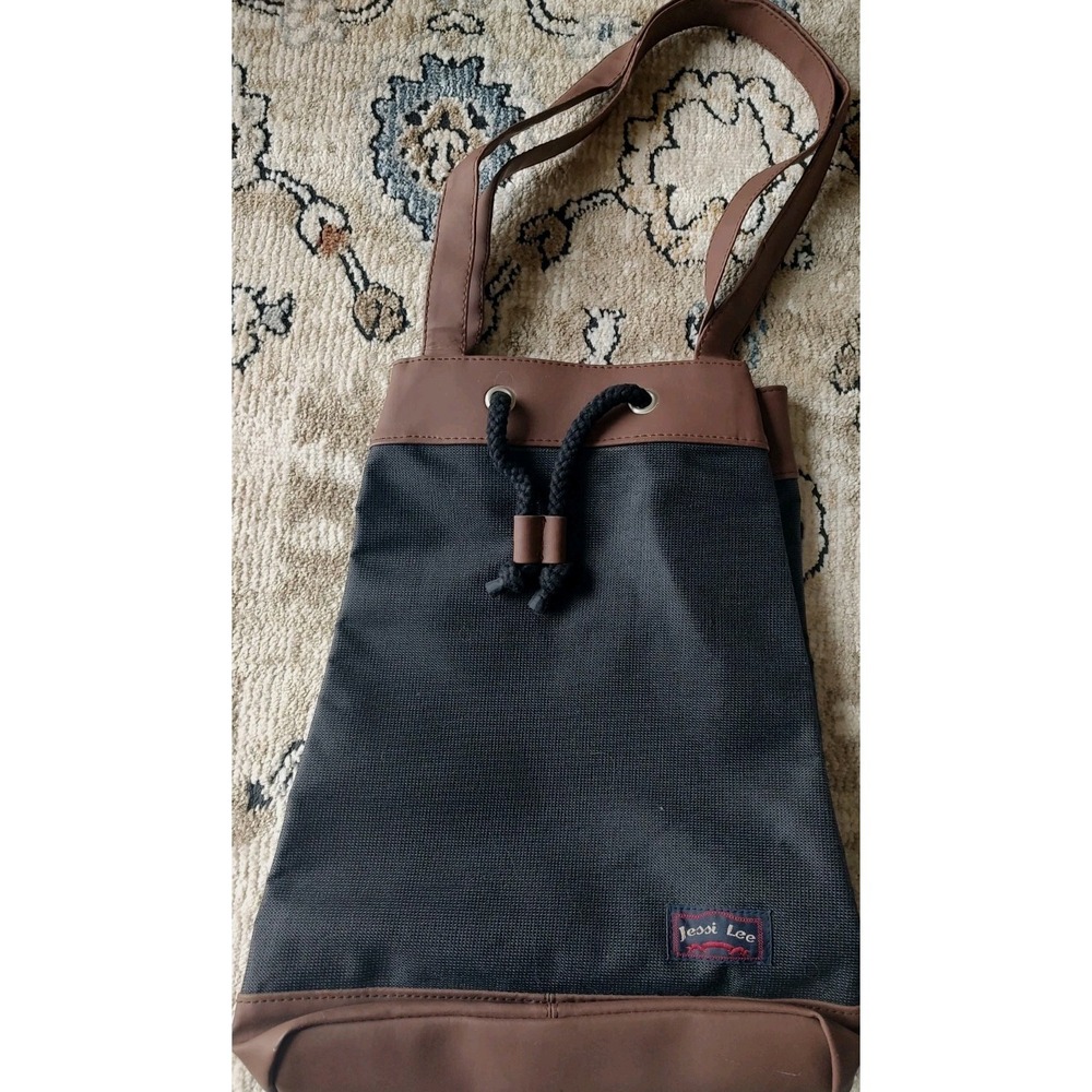Jessi Lee Black Canvas Double Handle Tote School Bag Black